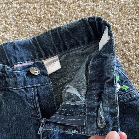 Beetlejuice London Flare Jeans Girls Size 8 Blue Dark Wash Denim Embroidered - Picture 11 of 14